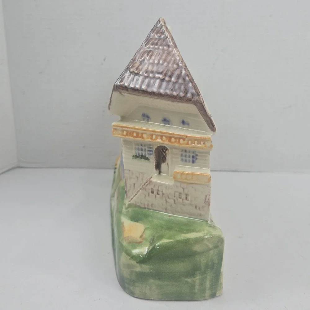 Vtg 1950s German Watermill Mantel Clock Ceramic Alpine‎ Scene 12x8x3 READ